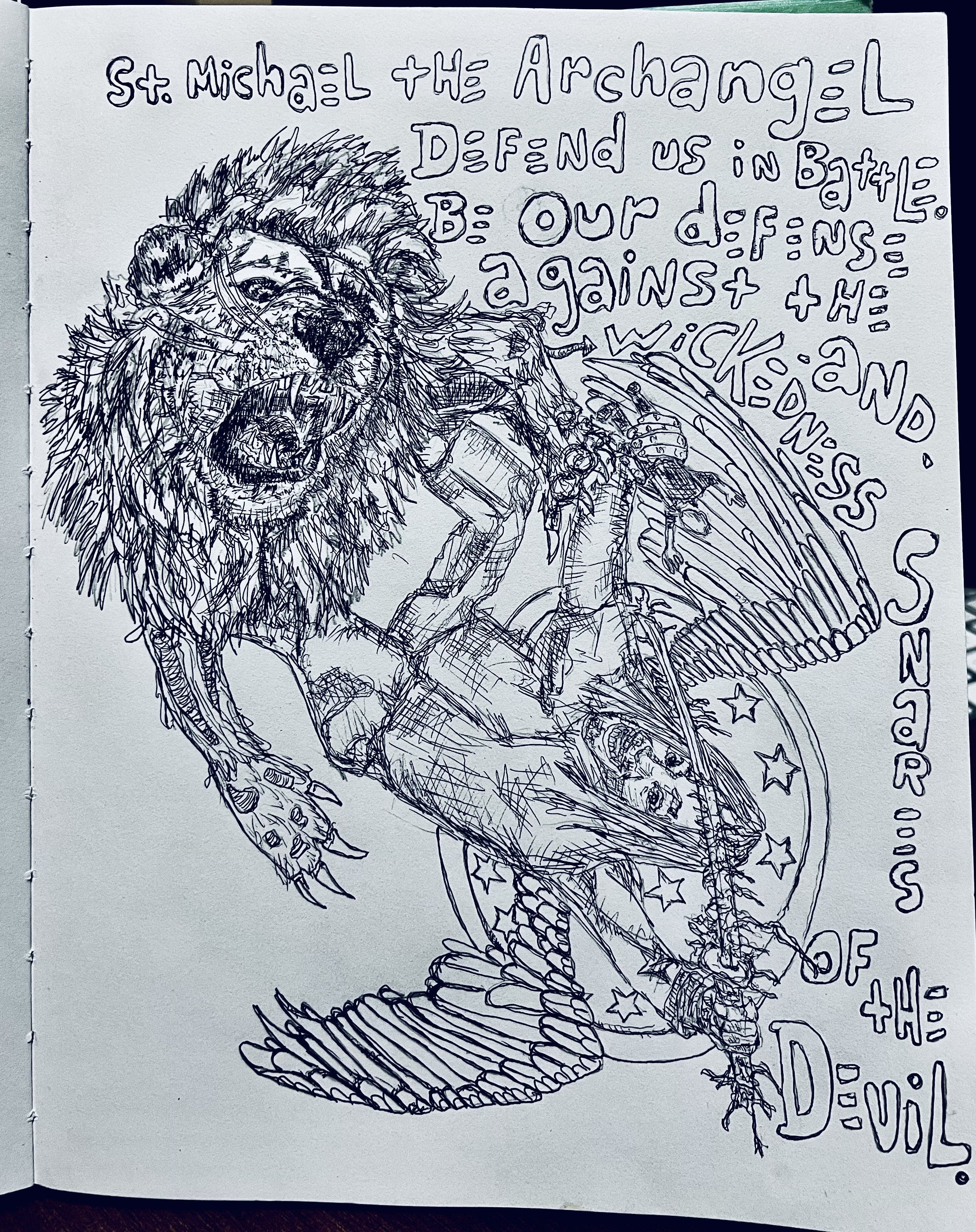 thefatherphil saint michael drawing detail for merch