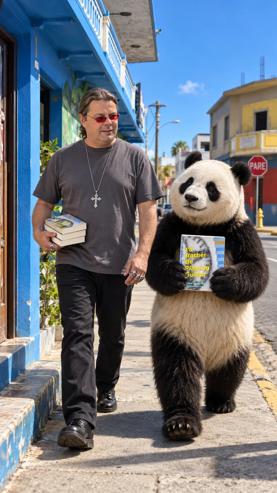 Lenny and Panda bring books to the colorful streets of Puerto Rico